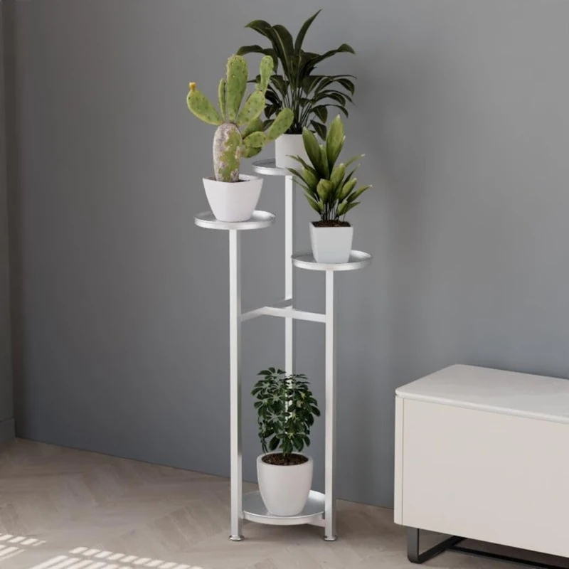 Zstar Metal Plant Stand, Flower Pot Stand, Multi-Tier Plant Shelf, Flower Shelf, Plant Stairs for Room Corner, Living Room, Balcony, Patio, Yard, White, 100 cm - Image 1