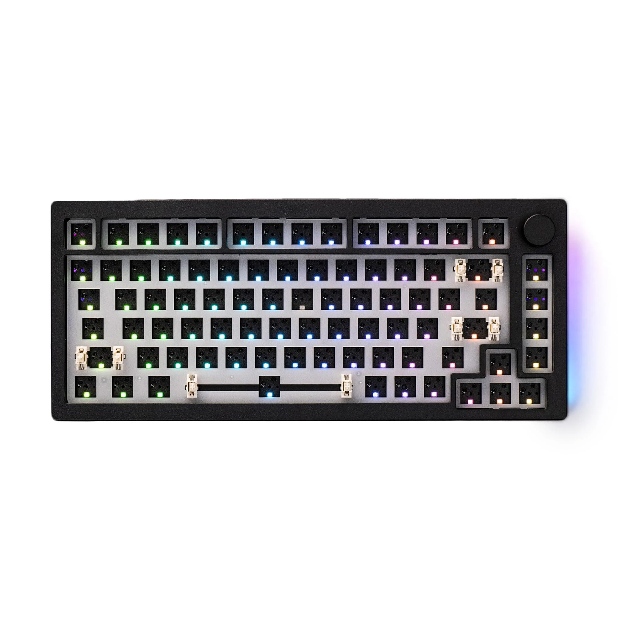Akko 5075B Mechanical Keyboard Kit, Gaming DIY Barebones Kit,Bluetooth 5.0/2.4GHz/Wired RGB Barebones Keyboard,VIA programmable,4500mAh Battery,South-Facing RGB for Win/Mac(US layout,Black)