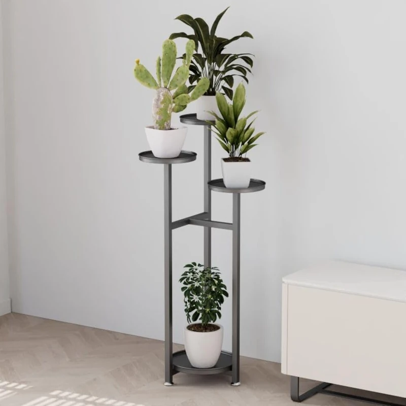 Zstar Metal Plant Stand, Flower Pot Stand, Multi-Tier Plant Shelf, Flower Shelf, Plant Stairs for Room Corner, Living Room, Balcony, Patio, Yard, Black, 100 cm