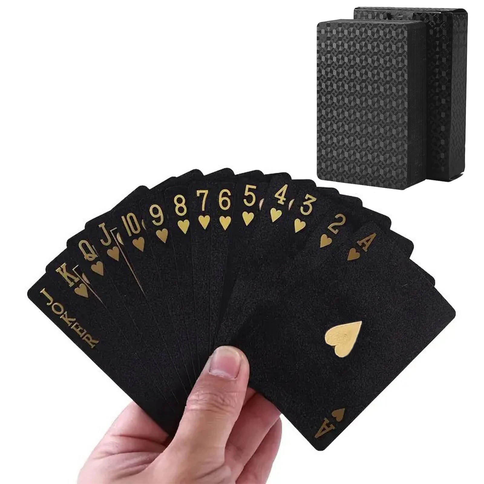 JNGTKL Black Gold Deck Of Cards, Waterproof Playing Cards, 87x55mm, For Family & Friends, Ages 12+