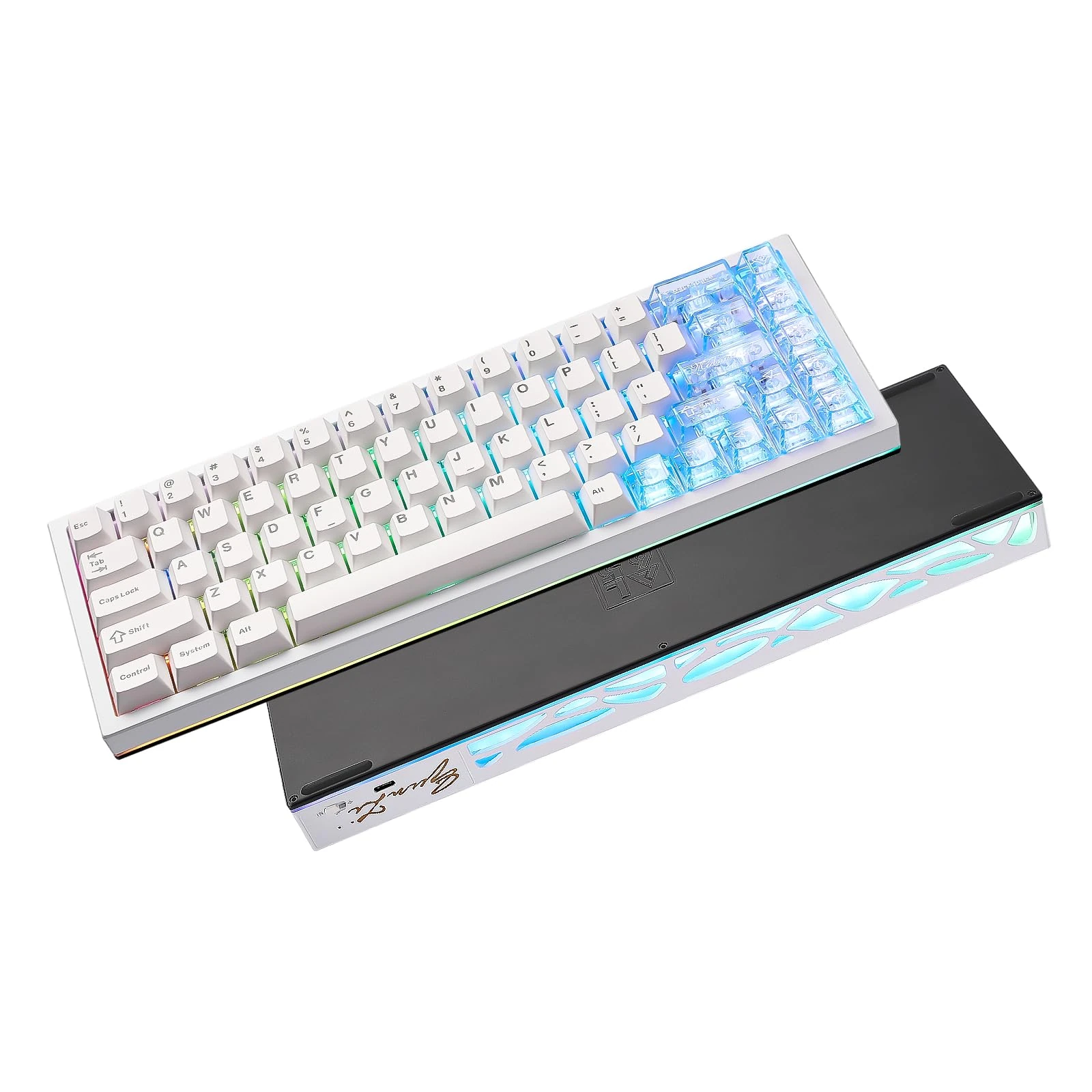 YUNZII AL65 Wireless Mechanical Keyboard,Support QMK/VIA Aluminum Gaming Keyboard,Gasket Structure,60% Hot Swappable with RGB Backlit Custom for Mac/Windows (white, zero linear)