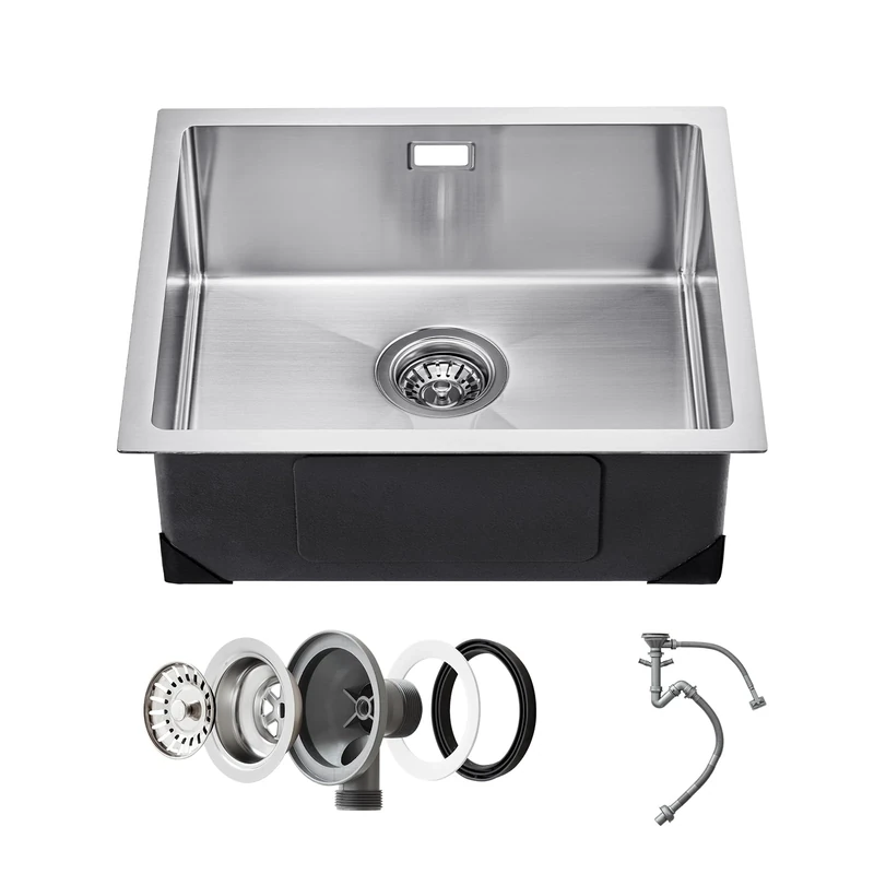 VEVOR 50cm Kitchen Sink Workstation, 304 Stainless Steel Undermount Sinks, Drop-in Single Bowl Farmhouse Basin with Accessories, Household Dishwasher Sinks for RV, Prep Kitchen, Laundry Room, Bar