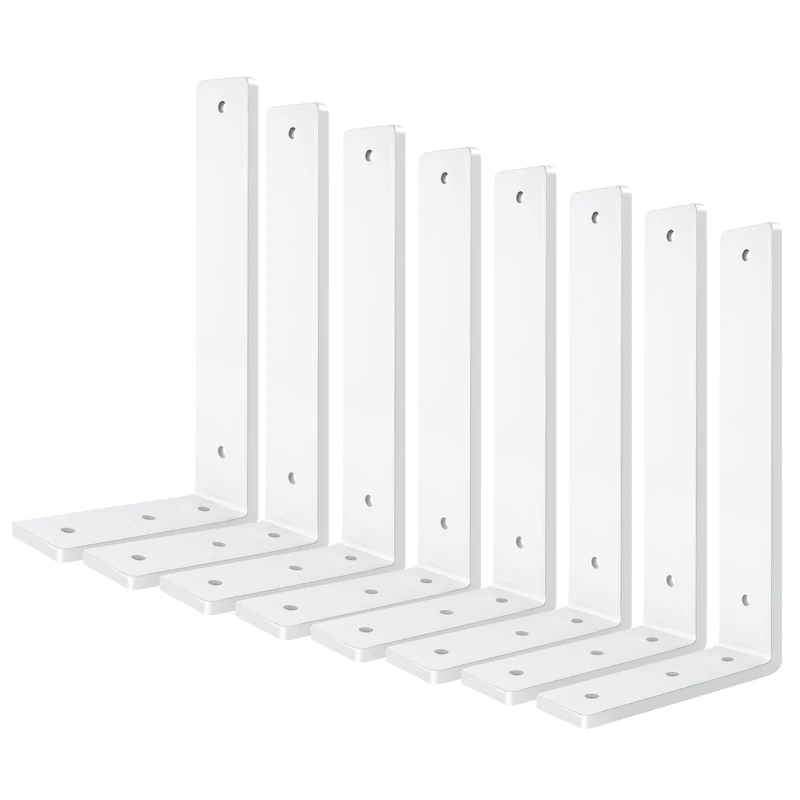 White Floating Shelf Bracket 12 Inch, 8 Pack Heavy Duty Shelf Brackets, Wall Shelf Bracket for DIY Decorative with Mounting Hardware