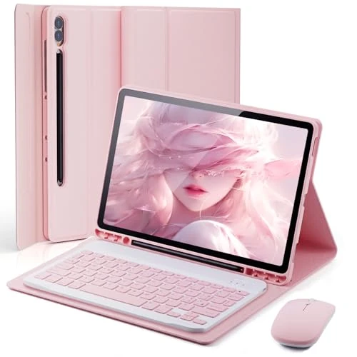 Cover for Samsung Galaxy Tab S10/S9/S8/S7Plus S9/S7 FE Plus Generation 12.4 Inches with Ltaliano Keyboard Be Charged Bluetooth Keyboard Mouse Protective Cover with Groove Pen Holder Case