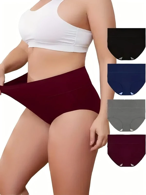 4/5 Pack Womens Cotton Underwear High Waist Tummy Control Knickers Full Briefs Ladies Panties with Double-Layer Waistband, 4 Pack Multicolor, XX-Large