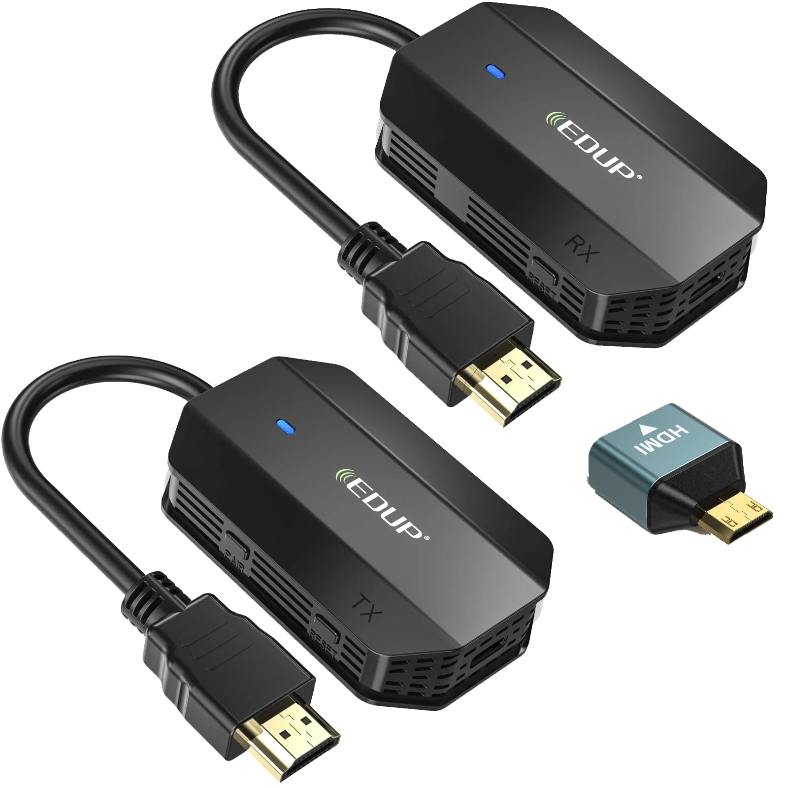 EDUP Wireless HDMI Transmitter and Receiver, HDMI Wireless Extender Kit 1080P, Plug & Play, Streaming Media Video/Audio for Laptop/PC/Camera/Phone to Monitor/Projector/HDTV, 165FT/50M