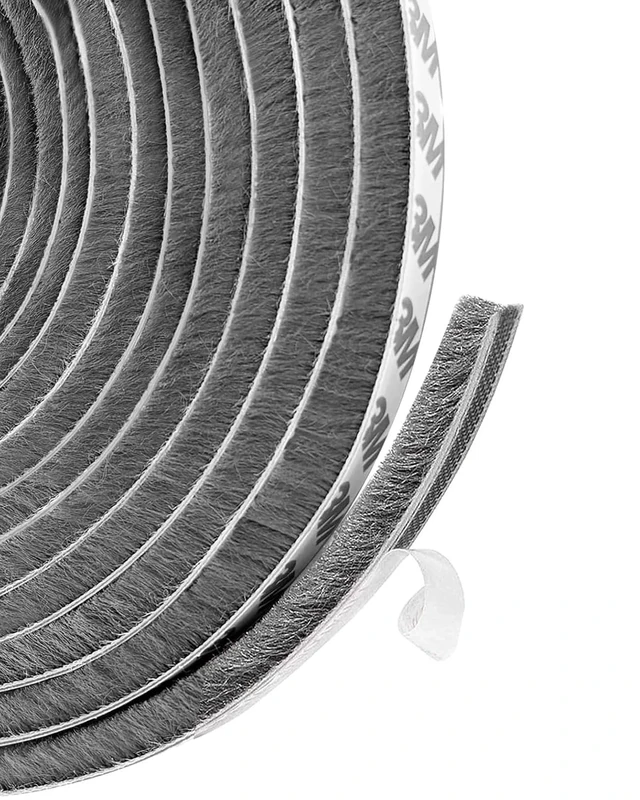 Draft Excluder for Doors, Draught Excluder for Windows, 5 Meters(L) x 9 mm(W) x 5mm(T) Self-Adhesive Brush Seal Strip Air Stopper for Door, Window- Grey