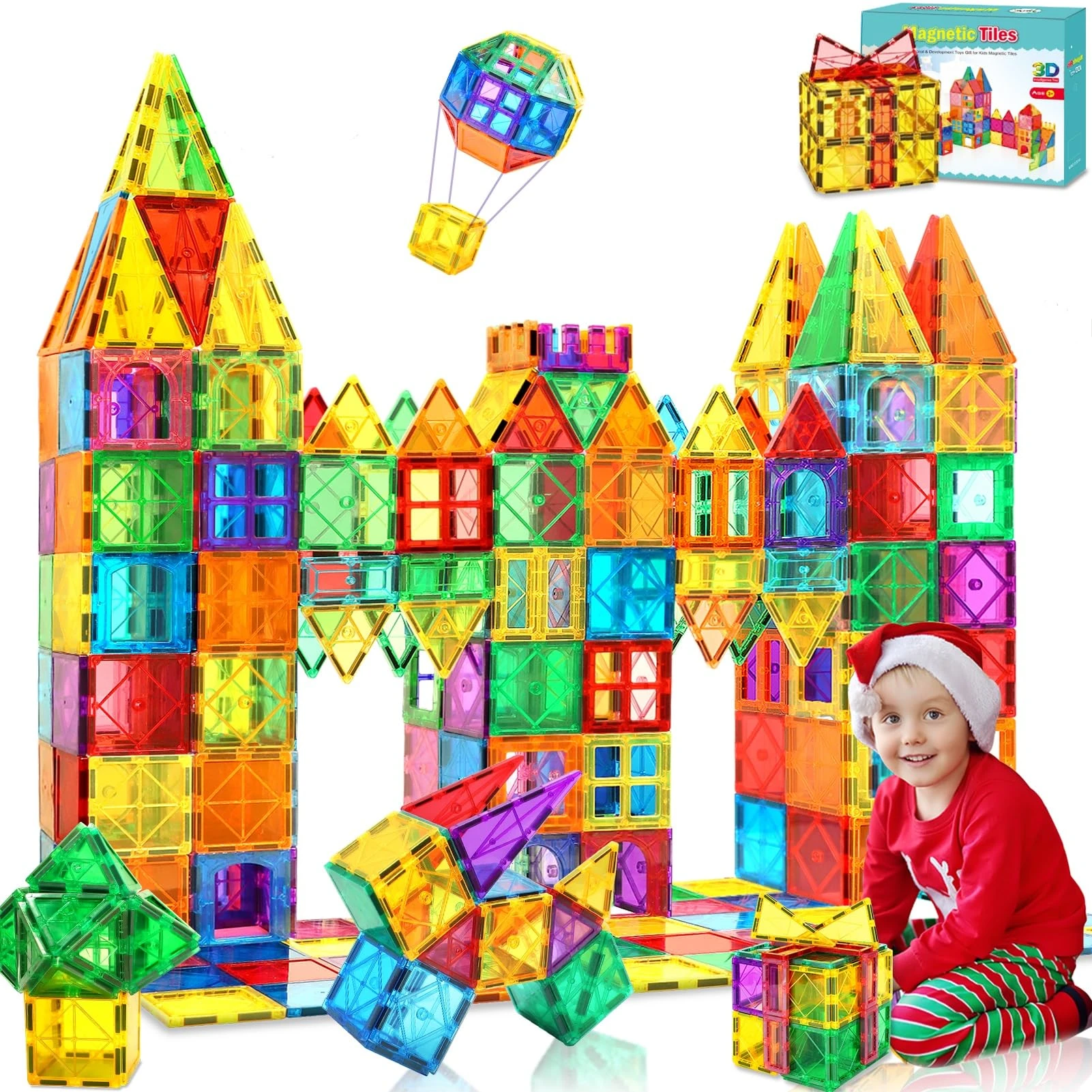 Kaysaitoy Magnetic Tiles Building Blocks,100pcs Magnetic Blocks for Kids,Magnet Tiles Construction 3D Kit Educational STEM Magnet Toys for 3 4 5 6 7 8 Year Old Boys Girls Christmas Birthday Gifts