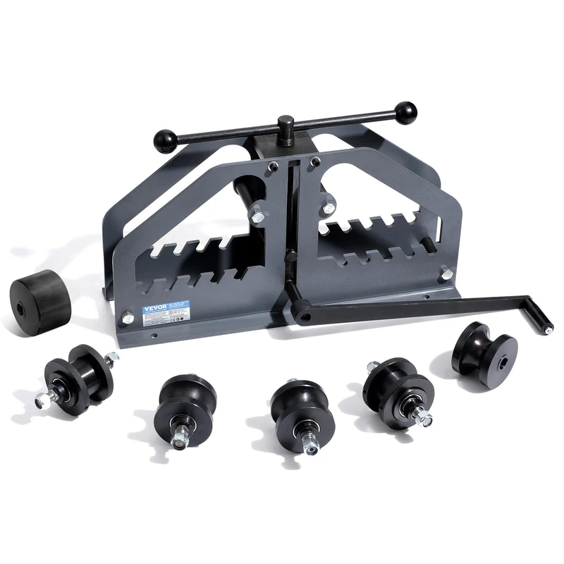VEVOR Tube Roller Bender, Max 1-1/2" Manual Tube Pipe Roller Bender with 6 Dies, 360° Copper Aluminum Pipe Bending Tool for Square, Round Tube & Flat Bar, Ideal for HVAC Air Conditioning Auto Repair