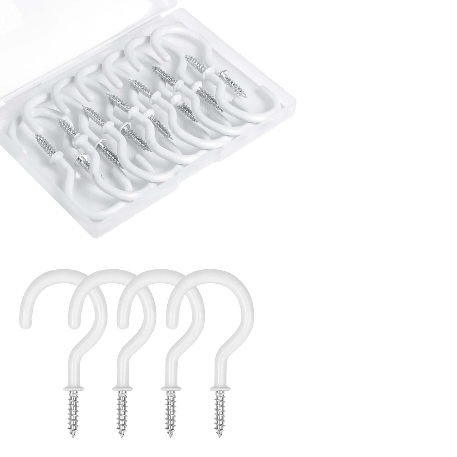 vsshe 14PCS 2Inch Cup Hooks Screw, Black Plastic Metal Ceiling Hooks Multi-Purpose Hooks for Hanging Plants, Cups, Tableware, Wood, Under Cabinets, Cabinet Shelves and Kitchen Utensils