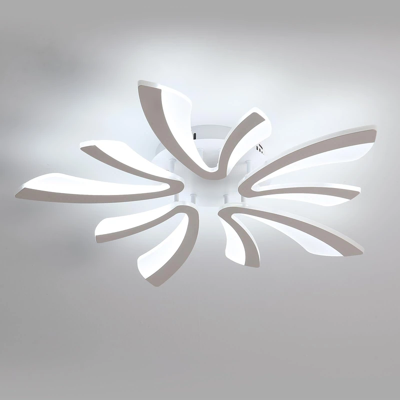 Osairous Modern LED Ceiling Lights, 50W Creative 5-V Shape LED Ceiling Lamp, Cool White 6000K Ceiling Chandelier，Acrylic Modern Home Lighting for Bedroom, Living Room, Kitchen, Diameter 26.77in