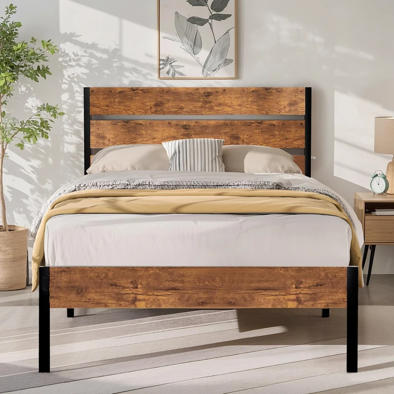 VECELO 3ft Single Bed Frame with Headboard and Footboard, 90×190cm Platform with Strong Steel Slats, No Box Spring Needed, Noise Free, Easy Assembly - Image 1
