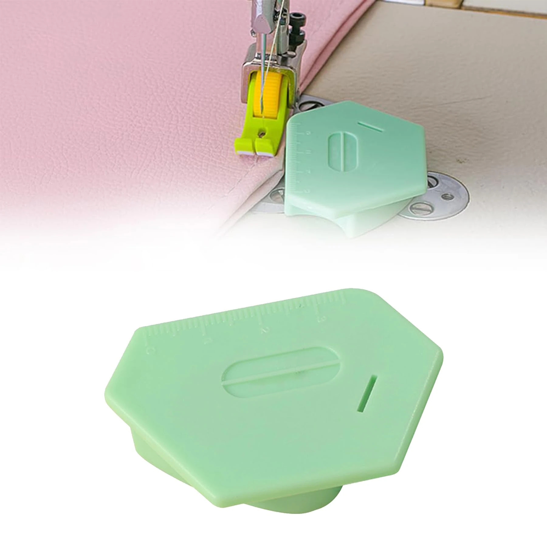 Magnetic Seam Guide for Sewing Machine, New Upgraded Multi-Purpose Tool Polygonal Strong Magnetic Gauge, Multifunctional Polygonal Hemmer Guide with Scale, Sewing Accessories Supplies (Green)