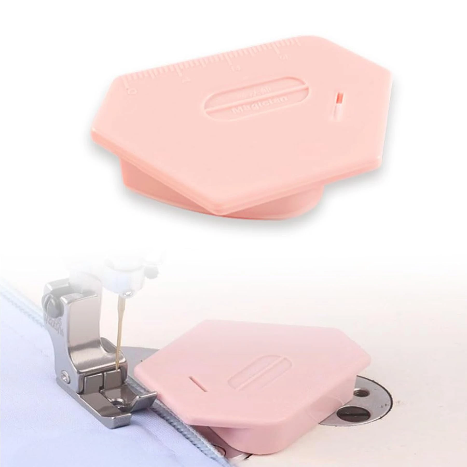 Magnetic Seam Guide for Sewing Machine, New Upgraded Multi-Purpose Tool Polygonal Strong Magnetic Gauge, Multifunctional Polygonal Hemmer Guide with Scale, Sewing Accessories Supplies (Pink)