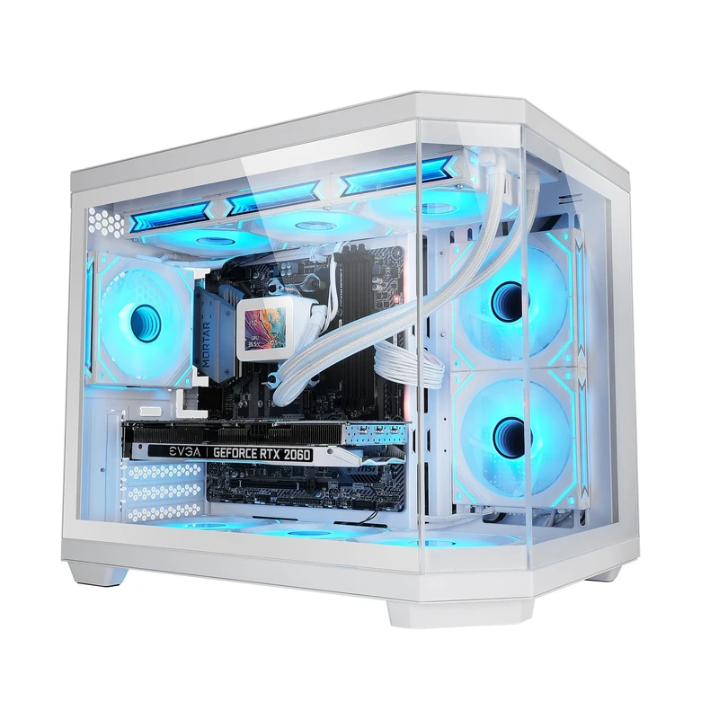Mars Gaming MC-3TCOREM, Custom Micro-ATX Gaming Case, Triple Tempered Glass Window, Dual Side Chamber Design, 360mm Liquid Cooling Support, Cable Management, PC Mini Tower, USB-C, White