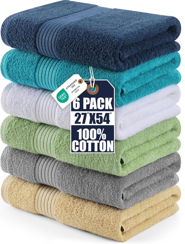 Utopia Towels 6 Pack 100% Ring Spun Cotton Bath Towel Set