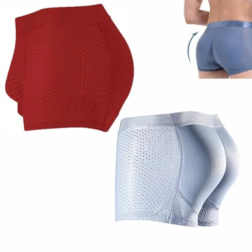 Men's Hip-Lifting Boxer Briefs Hip, Hip Lifting Mesh Boxer Briefs, Hip Pad Underwear for Men Padded Enhancing Butt Shapewear (2pcs-a,L)