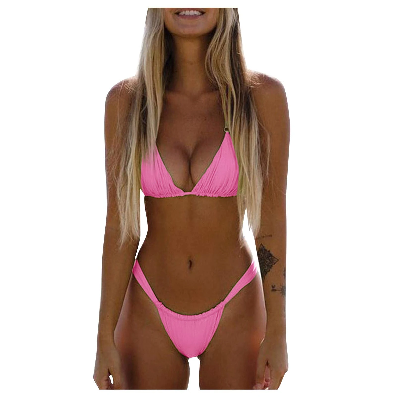 Swimwear for Women UK High Waisted Bikini Set Sexy See Thru Bikini Sets for Women UK Naughty Bikini Top Vacation Set Swimming Costume Women Plus Size 20 Bathing Suit for Pink XL
