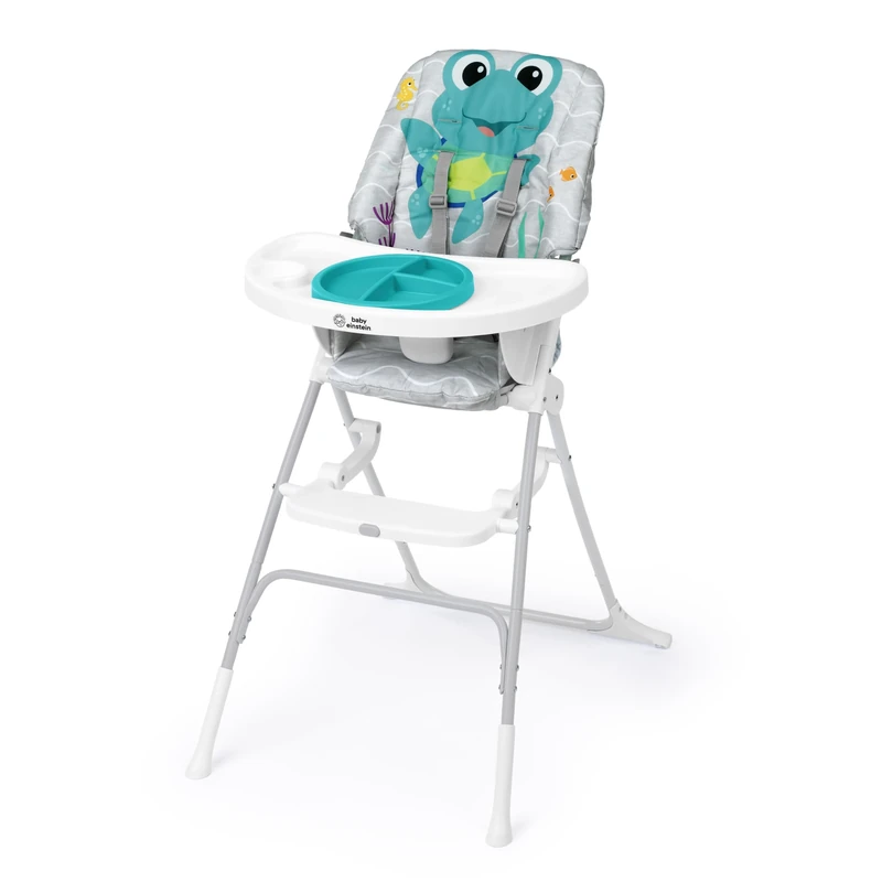 Baby Einstein Ocean Explorers Snack & Splash Compact Folding High Chair, with Water Mat, 5 Point Safety Harness, Ages 6 Months and Up, Unisex