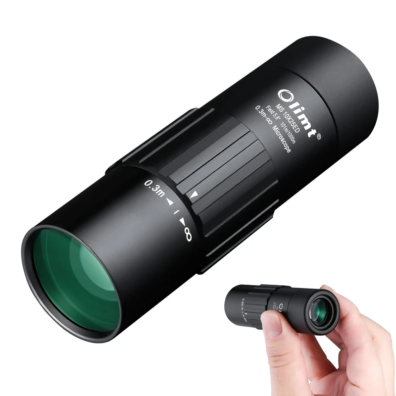 Monocular Telescope, 10x25 Magnification Compact Mini Pocket Size, Black