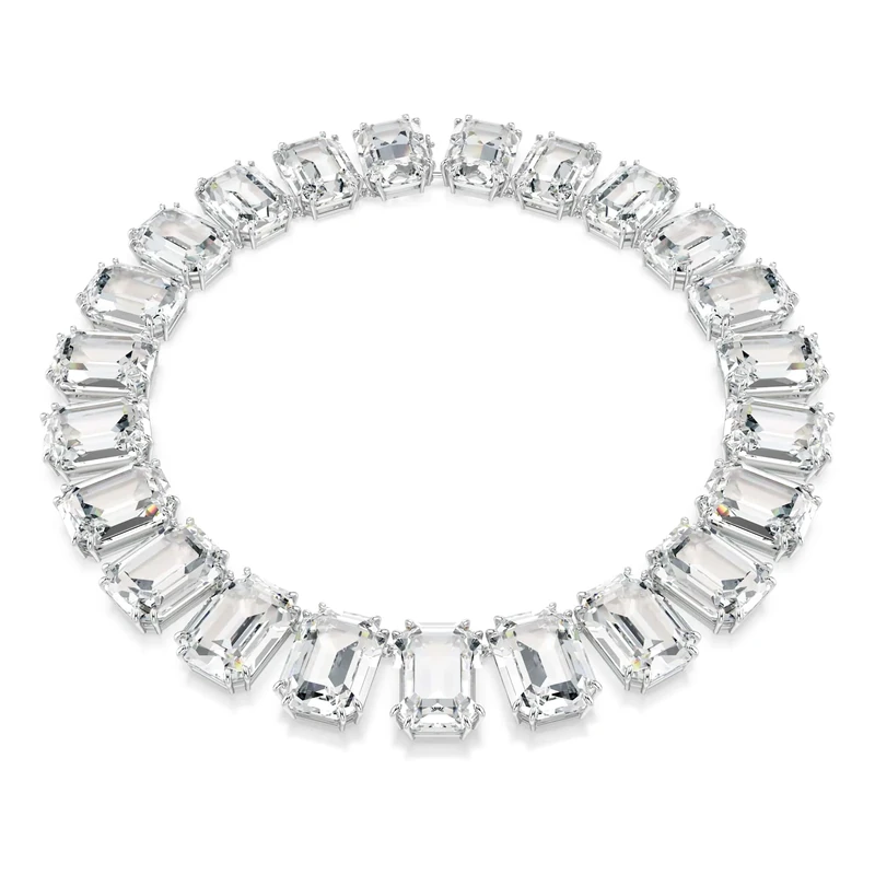 Swarovski Millenia Necklace, Oversized Clear Octagon-Cut Crystals in a Rhodium-Finished Setting, Part of the Millenia Collection