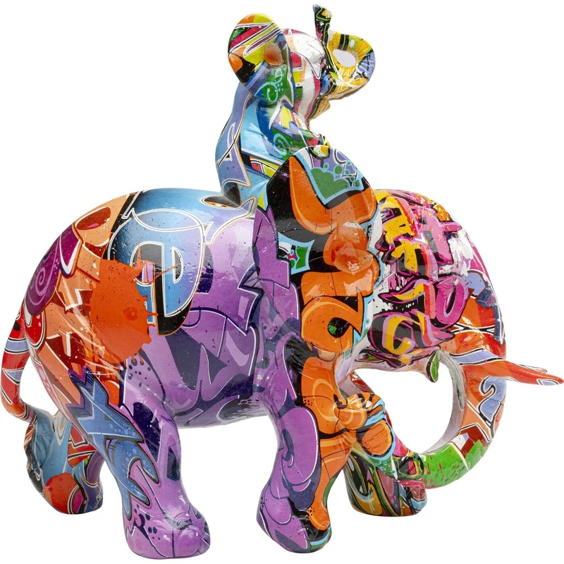 Kare Design Deco Figurine Elephant Dumbo Uno, Multicolor, 27x25x12 cm, Accessoire, Handcrafted, Elegant Elephant Motif for Modern Decor, Living Room, Bedroom