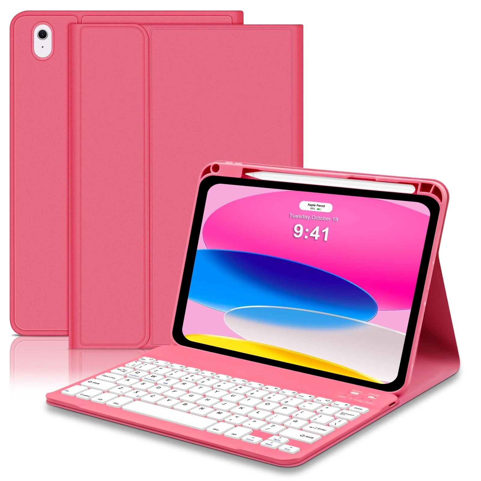 Keyboard Case for iPad 10th Generation 2022/iPad A16 11th Genration 2025 (10.9/11 inch), Case with keyboard for ipad 10th generation, Slim Smart Case with Bluetooth Keyboard for iPad 11/10 Gen,Pink