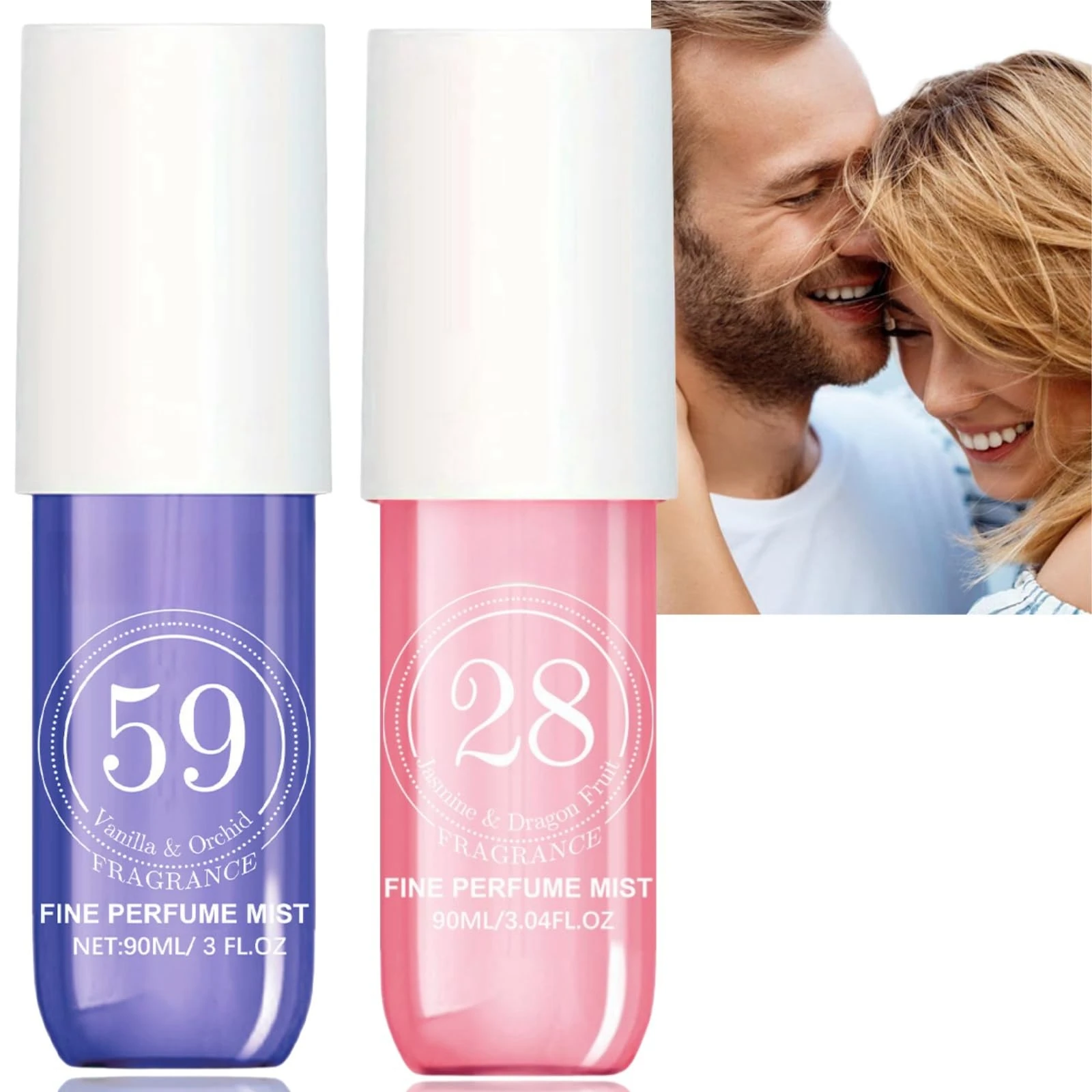 2pcs Brazilian Hair and Body Parfum Fragrance Spray for Women - Long Lasting Fruity Floral Mist #28, #59