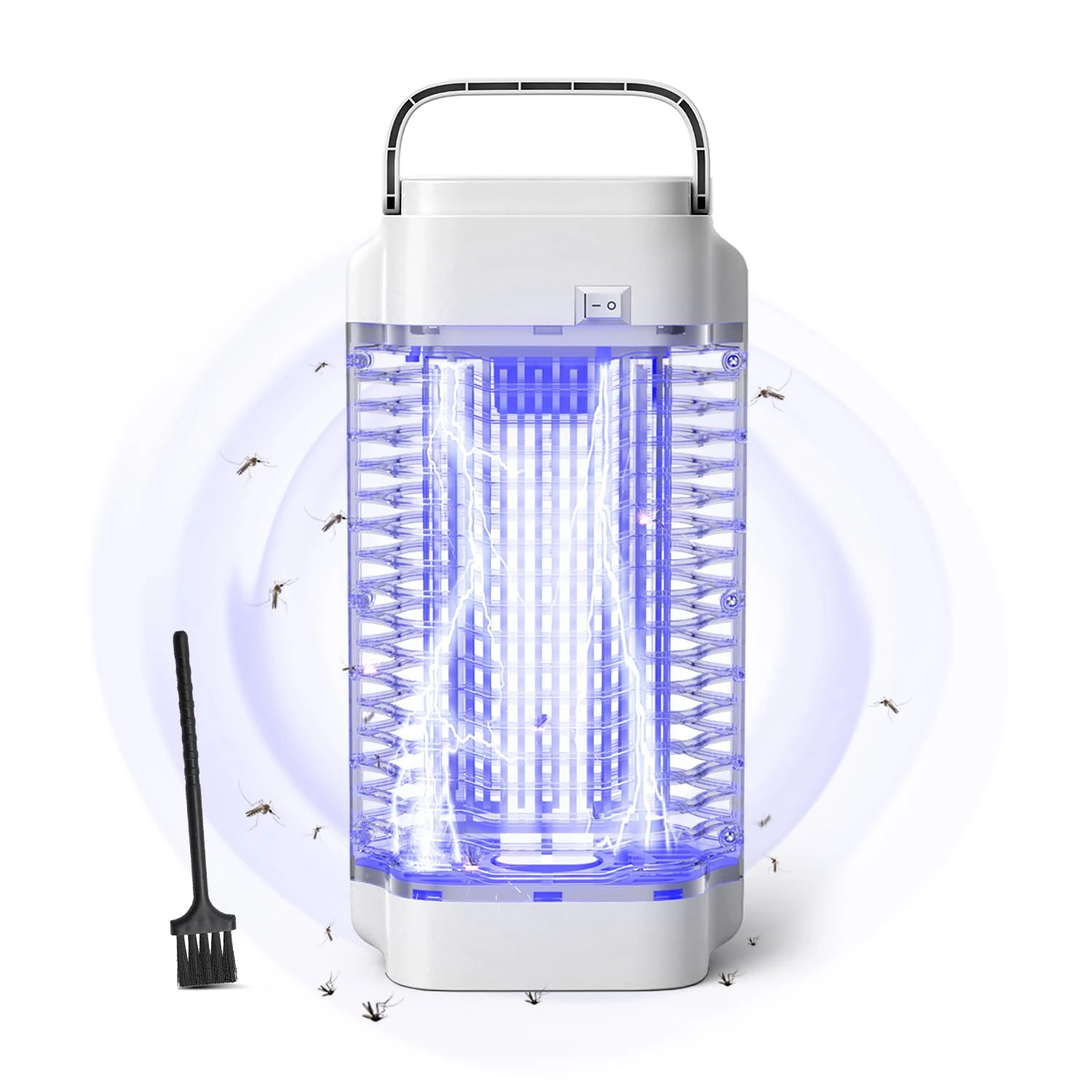 Bug Zapper, 4200V 18W UV Insect Pest Fly Killer, Electric Mosquito Zapper for Indoor and Outdoor, Waterproof Mosquito Killer Lamp for Flying Insect Control Lamp, Outdoor & Indoor Fly Zapper（White）