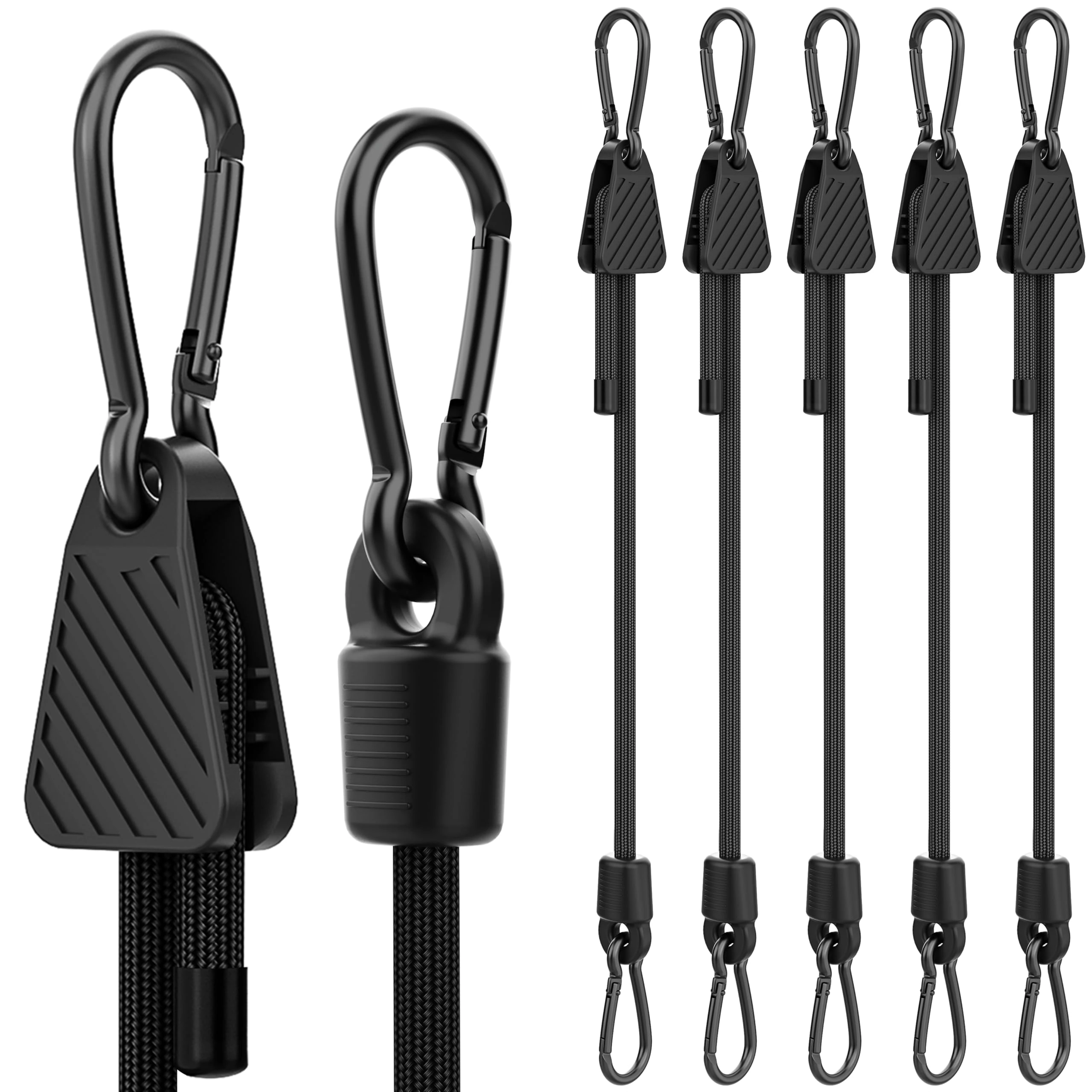 Bungee Cords with Hooks, Upgrade 150cm Adjustable Bungee Cords with Carabiner Hooks, Easy to Adjust from 18 to 150 cm Elasticity UV-Resistance Bungee Straps Heavy Duty for Bike, Cargo, 6 Pack