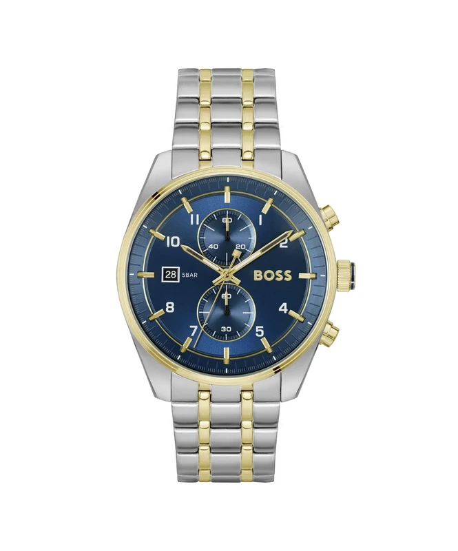 BOSS Chronograph Quartz Watch for Men SKYTRAVELLER Collection with Two-Tone Stainless Steel Bracelet - 1514247