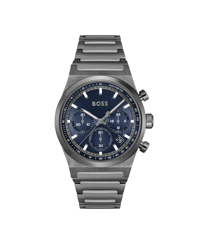 BOSS Chronograph Quartz Watch for Men CANDOR CHRONO Collection with Grey Stainless Steel Bracelet - 1514223