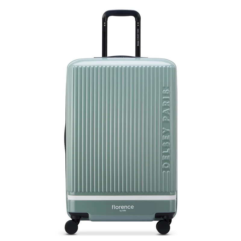 florence by mills Women's Spin Me Away Hardside Expandable Luggage with Spinner Wheels, Sage Green, Checked-Medium 24 Inch, Spin Me Away Hardside Expandable Luggage with Spinner Wheels
