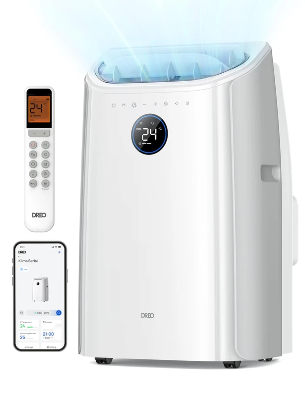 Dreo Smart 3-in-1 Portable Air Conditioner, 12000 BTU Drainage-Free Cooling AC Unit, Silent Mobile Air Conditioner for Bedroom, APP/Voice/Remote Control, 24h Timer with Fan & Dehumidifier, AC516S