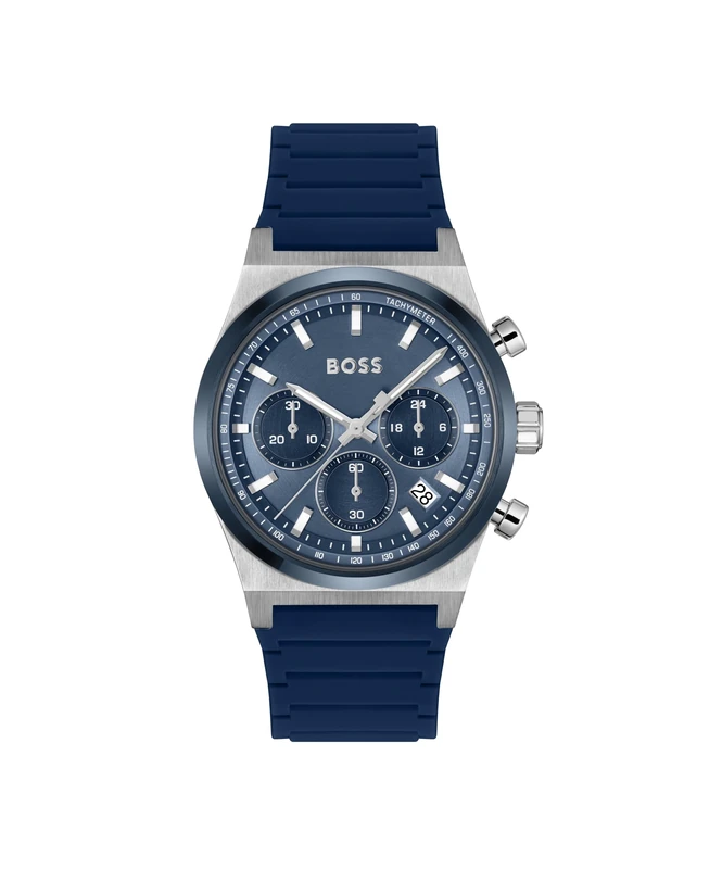 BOSS Chronograph Quartz Watch for Men CANDOR CHRONO Collection with Blue Silicone Bracelet - 1514243