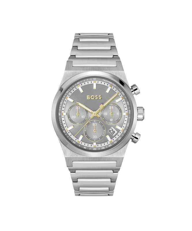 BOSS Chronograph Quartz Watch for Men CANDOR CHRONO Collection with Silver Stainless Steel Bracelet - 1514221