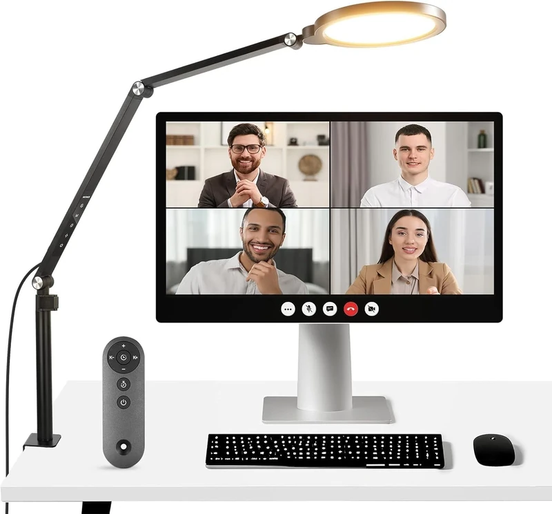 NEEWER Basic 18W 7" Desktop Ring Light for Streaming Video Conference Lighting, 3000-6500K Dimmable Full Screen LED Circle Light with Articulating Arm& C Clamp for Phone/Computer Zoom Call Record, R18