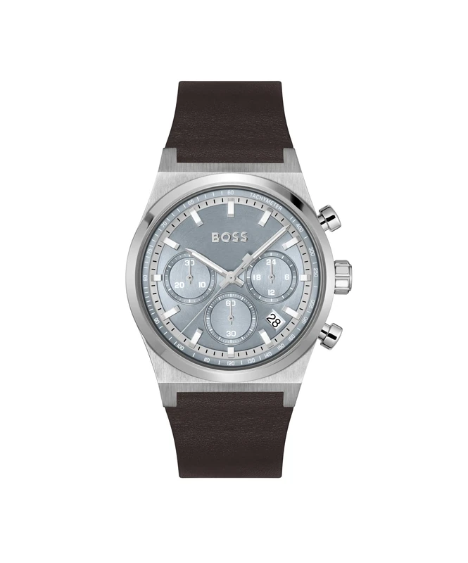 BOSS Chronograph Quartz Watch for Men CANDOR CHRONO Collection with Brown Leather Strap - 1514219