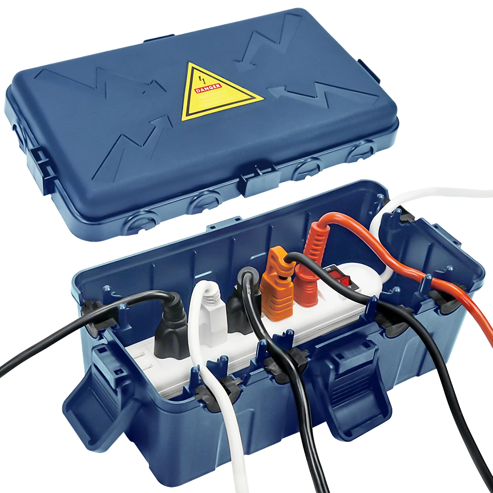 Hrensaw Medium Outdoor Electrical Box(10.6x5.5x4.5inch),Weatherproof Connection Box w/6 Cable Entry,IP54 Waterproof Cord Cover Protect Power Strip,Timer,Plug,Holiday Lights,Premium Gray