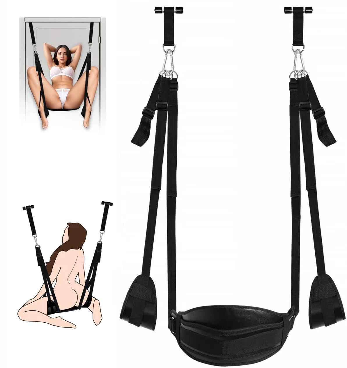 Hold to 300Lbs Over The Door Swing Sex Adult Swing for Couples Sex Frequent Flyer Door Swing Adult Door Swing for Couples Bedroom Hanging Swing Sling Heavy Duty Sex Furnitures Sweater