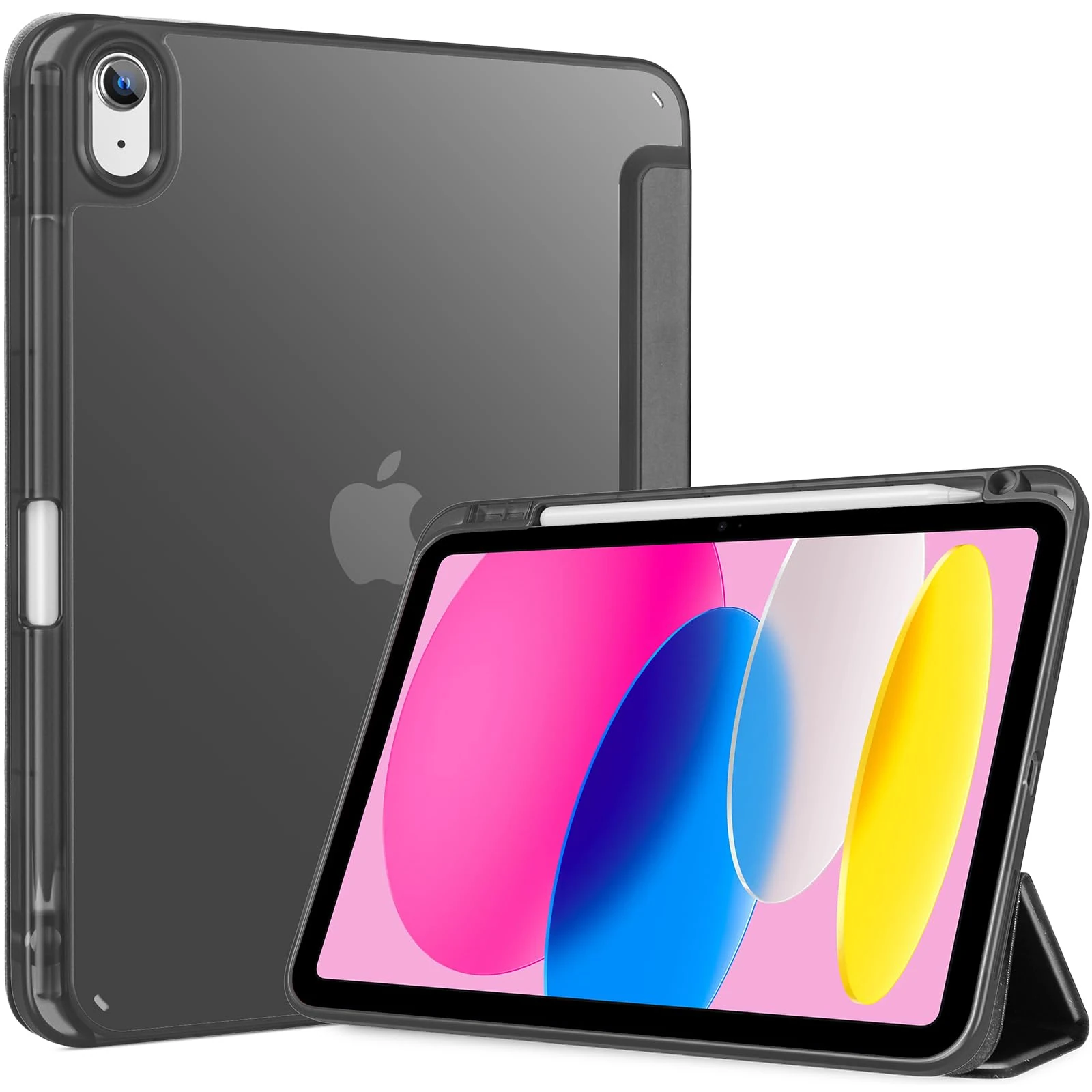 ProCase for iPad (A16) 11th Generation 11 Inch 2025/10th Generation 10.9 Inch 2022 Case with Pencil Holder, Hybrid iPad 11 10 Case with Clear Back, Supports Auto Wake/Sleep -Allblack
