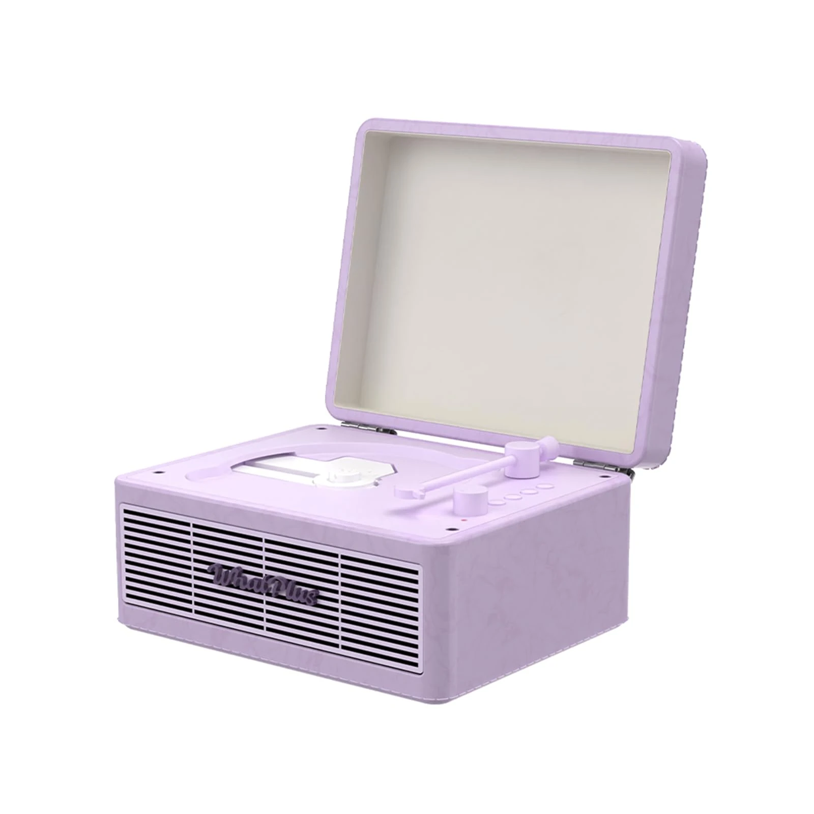WhatPlus Portable CD Player with Bluetooth 5.2, Rechargeable Battery & Built-in Speakers – Hi-Fi Retro Suitcase Design for Home Decor, AUX/TF Card Support – Ideal Gift (Light Purple)