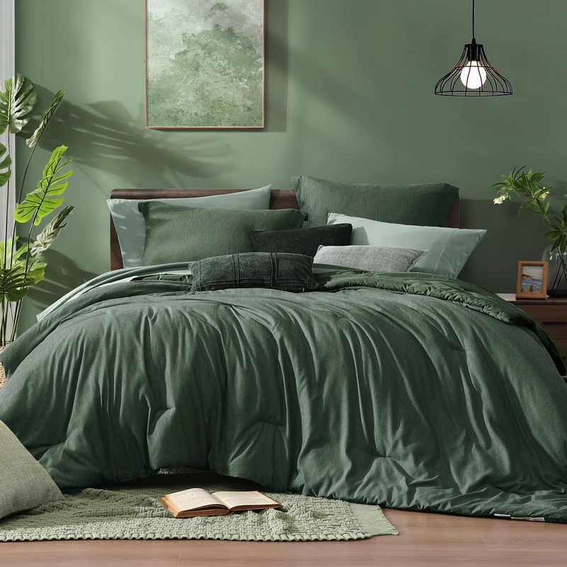 Monbix King Size Comforter Set Deep Forest 7 Pieces Bed in a Bag