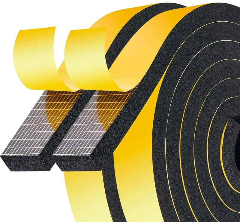 Adhesive Weather Stripping Foam Tape 25mm(W) x 20mm(T) Draught Excluder Tape for Door Window SoundProof Weather Strip Tape Seals for Gap Seal, 2 Rolls Total 4M Long, Black