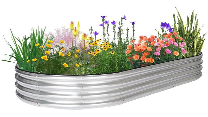 JERIA Raised Garden Bed,Galvanized Raised Planter Boxes Outdoor with Easy Assembly, Large Garden Bed for Vegetables, Fruits, Flower (8x4x1 ft)