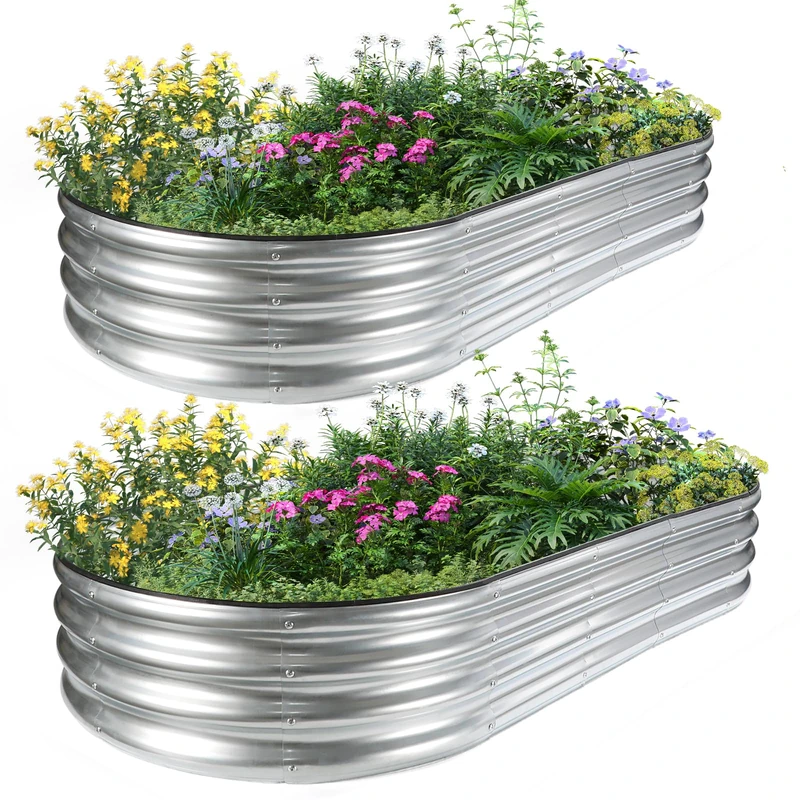 JERIA Raised Garden Bed,Galvanized Raised Planter Boxes Outdoor with Easy Assembly, Large Garden Bed (6×3×1ft (2pcs)
