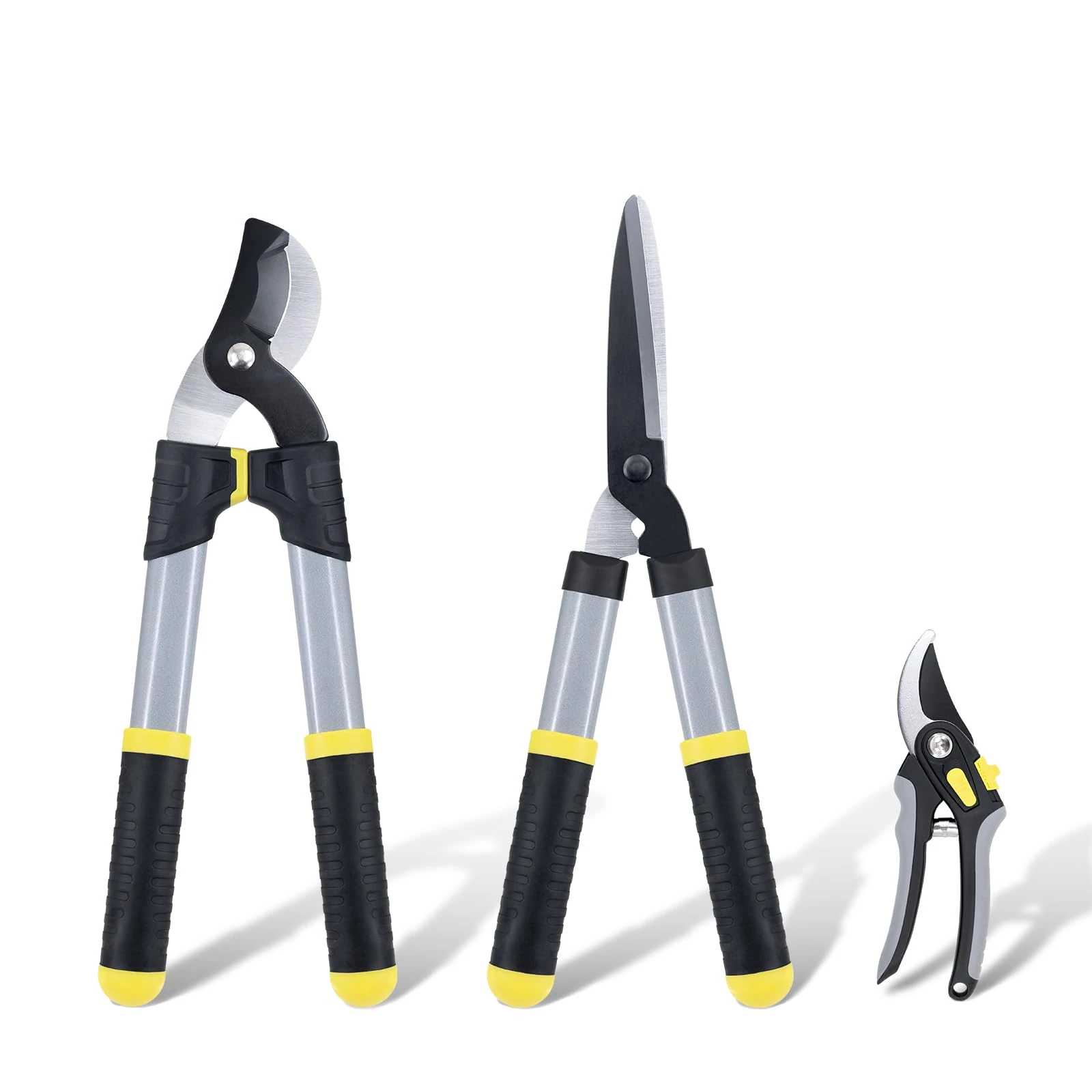 Colwelt Garden Shears Set 3PACK Lightweight, Compact Garden Loppers Shear Set with 42cm Bypass Branch Cutters & Hedge Clippers & Garden Secateurs, Tree Shrub Care Kit for Pruning with Soft Grip Handle