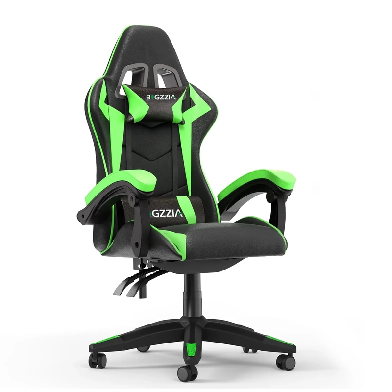 Racingreat Ergonomic Gaming Chair with Adjustable Height, Reclining Feature, Headrest, and Lumbar Support for Adults (Basics, Green)