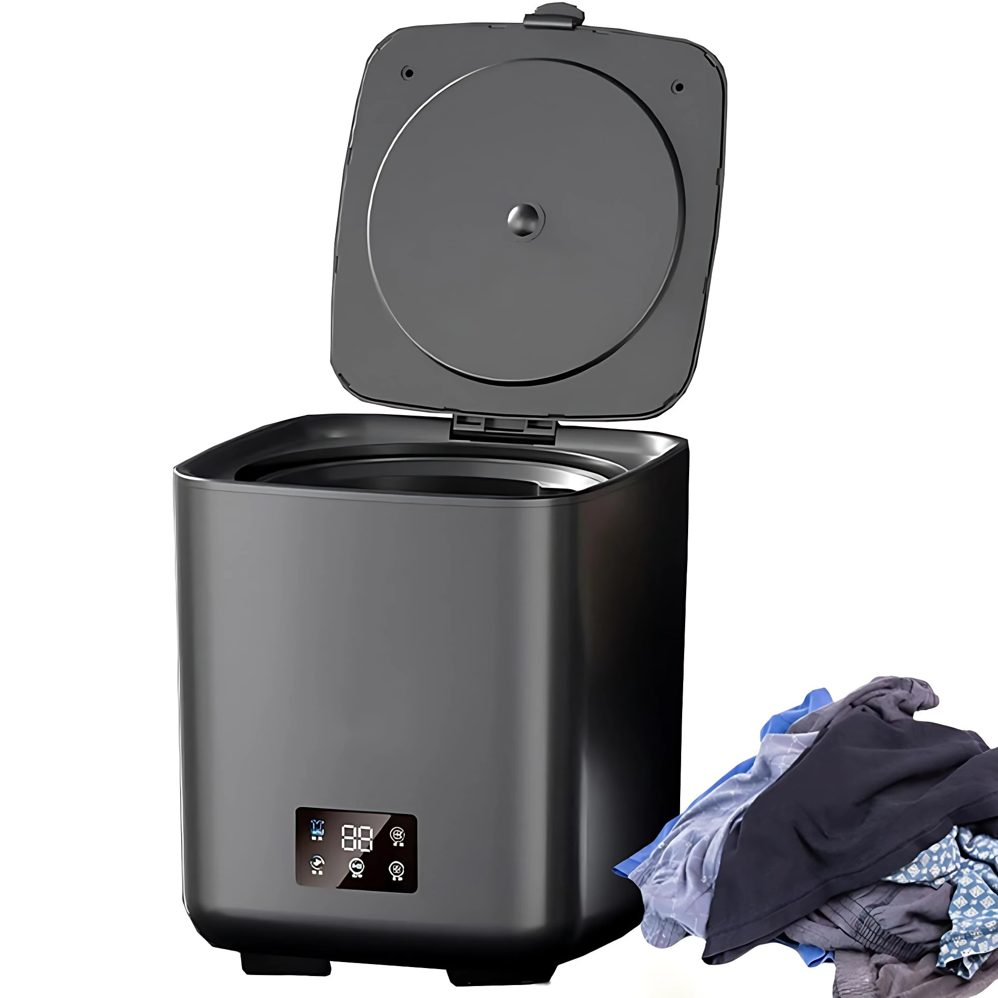 Fully Automatic Washing Machine, 10L Mini 4 In 1 Washers, with Drain Pipe Portable Washing Machine, Intelligent Fully Automatic Cleaning + 4 Speed Adjustment, LCD Touch Control, for Travel Home