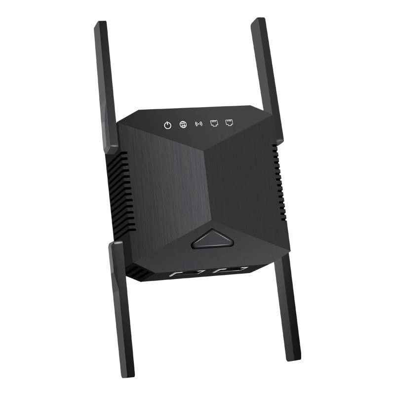 DOBWGXZ 2025 Upgraded WiFi Extender Booster, Internet Booster with Ethernet Port, 2 High-Gain Antennas WiFi Booster Range Extender, Home Wireless Signal Booster (Black)